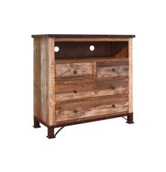 43" Brown Solid Wood Four Drawer Chest