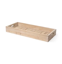 natural blonde wood coastal inspired tray made of hardwood with rectangular shape