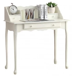 18" White Solid Manufactured Wood Secretary Desk With Three Drawers