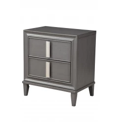Dark grey contemporary drawer nightstand with glass and hardwood details
