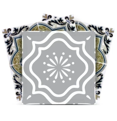 6" X 6" Vintage Sage Medallion Peel And Stick Removable Tiles