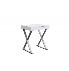 27" White and Silver Writing Desk