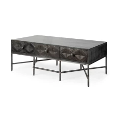 Rectangular Solid Wood Coffee Table W 3 Drawers
