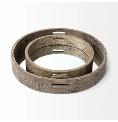 round wood indoor outdoor tray with handles