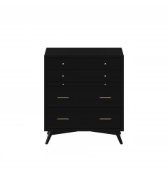 38" Black Solid Wood Four Drawer Chest