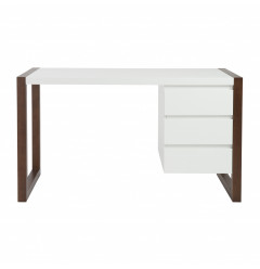 Simple Walnut and White Three Drawer Desk