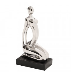 Modern Silver and Black Ustrasana Yoga Sculpture