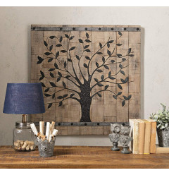 Rustic Brown Barn Door Tree of Life Wall Art