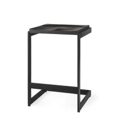 26" Black Solid Wood And Metal Backless Counter Height Bar Chair