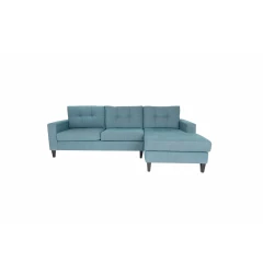 Blue Polyester Blend Stationary L Shaped Two Piece Corner Sectional