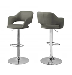24 " Gray And Silver Metal Low Back Bar Height Bar Chair