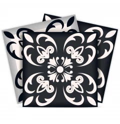 7" X 7" Black And White Quatro Peel And Stick Removable Tiles