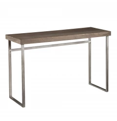 46" Gray Brown and Silver Distressed Sled Console Table