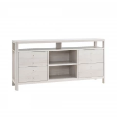 60" White Oak Manufactured Wood Cabinet Enclosed Storage TV Stand