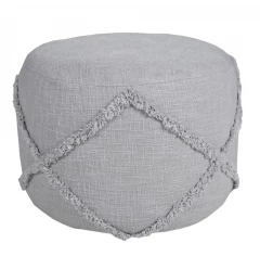 18" Gray 100% Cotton Ottoman