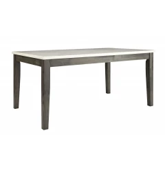 64" White and Gray Marble and Solid Wood Dining Table