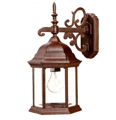 Narrow Brown Domed Hanging Glass Lantern Wall Light