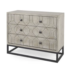 39" Natural Solid Wood Three Drawer Sideboard