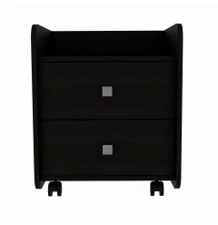 Black Nightstand with Two Drawers