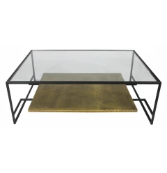 Modern Black and Gold Glass Coffee Table