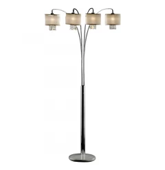 88" Steel Four Light Arched Floor Lamp With Silver Drum Shade