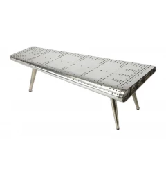 60" Silver Aluminum And Metal Coffee Table