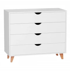 35" White Solid Wood Four Drawer Dresser