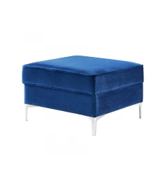 30" Navy Blue Velvet And Silver Storage