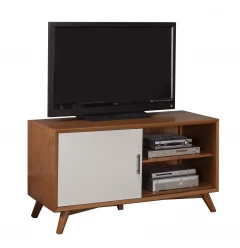 50" Brown and White Solid Wood Open Shelving TV Stand