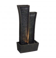 41" Grey Polyresin Tower Indoor Outdoor Tabletop Fountain