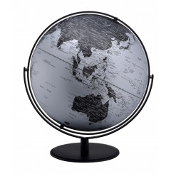 21" Black And Silver Modern Polyresin Globe