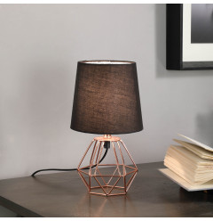 11” Geometric Black And Pink Metal Table Lamp