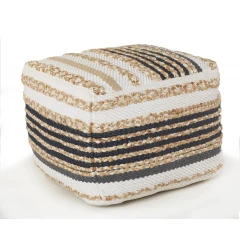 18" Tan Jute Ottoman
