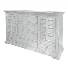 69" White Solid Wood Six Drawer Triple Dresser