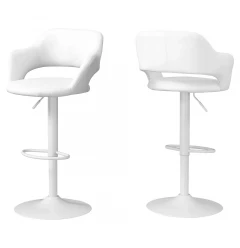 Low back bar height chair in white offering comfort and style with rectangle shape and quality materials