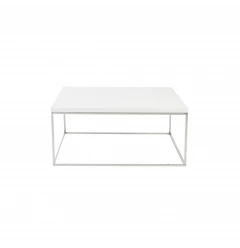 35" White And Silver Metal Square Coffee Table