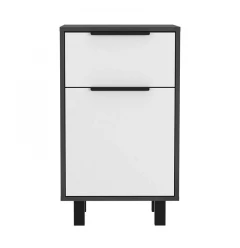 Stylish and Contemporary Smokey Oak and White Bedroom Nightstand