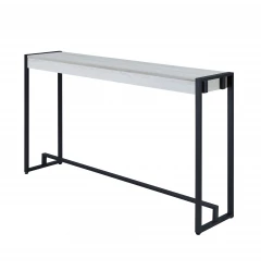 54" White and Black Distressed Sled Console Table