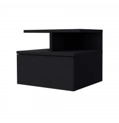 12" Black One Drawer Nightstand With Integrated Tech
