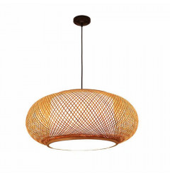 Natural Bamboo Rattan Oval Open Weave Hanging Ceiling Light