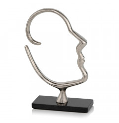 12" Silver and Black Marble Aluminum Face Sculpture