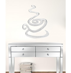 28" Buffed Silver Cast Aluminum Coffee Cup Wall Decor