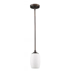 Bronze Hanging Light with Frosted Glass Shade