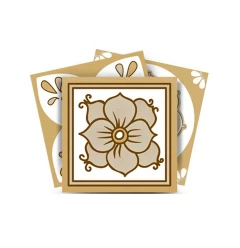5" X 5" Vintage Brown And White Peel And Stick Removable Tiles