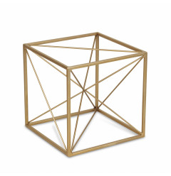 8" Gold Metal Abstract Geo Cube Sculpture