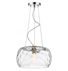 Mystere 1-Light Polished Chrome Pendant With Dimpled Glass Shade