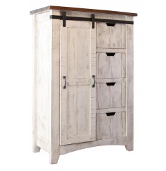 37" Brown and White Solid Wood Four Drawer Chest