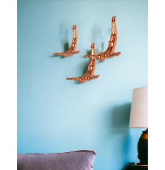Set of Three 7" Bronze Divers Resin Wall Decor