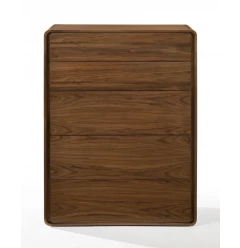 35" Walnut Solid Wood Five Drawer Chest