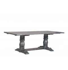 88" Light Gray and Gray Solid Wood Dining Table